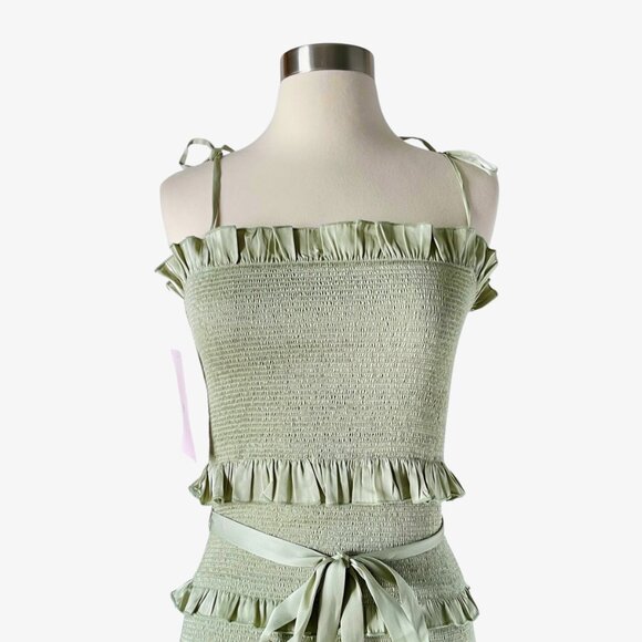 V Chapman Lily Sage Ruffle Smocked Maxi Dress Size 4 NWT - Picture 4 of 9